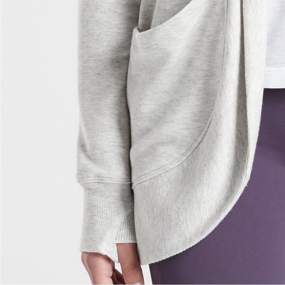 ATHLETA GIRL wrap n roll 2.0 heathered light grey open cardigan - Picture 3 of 7
